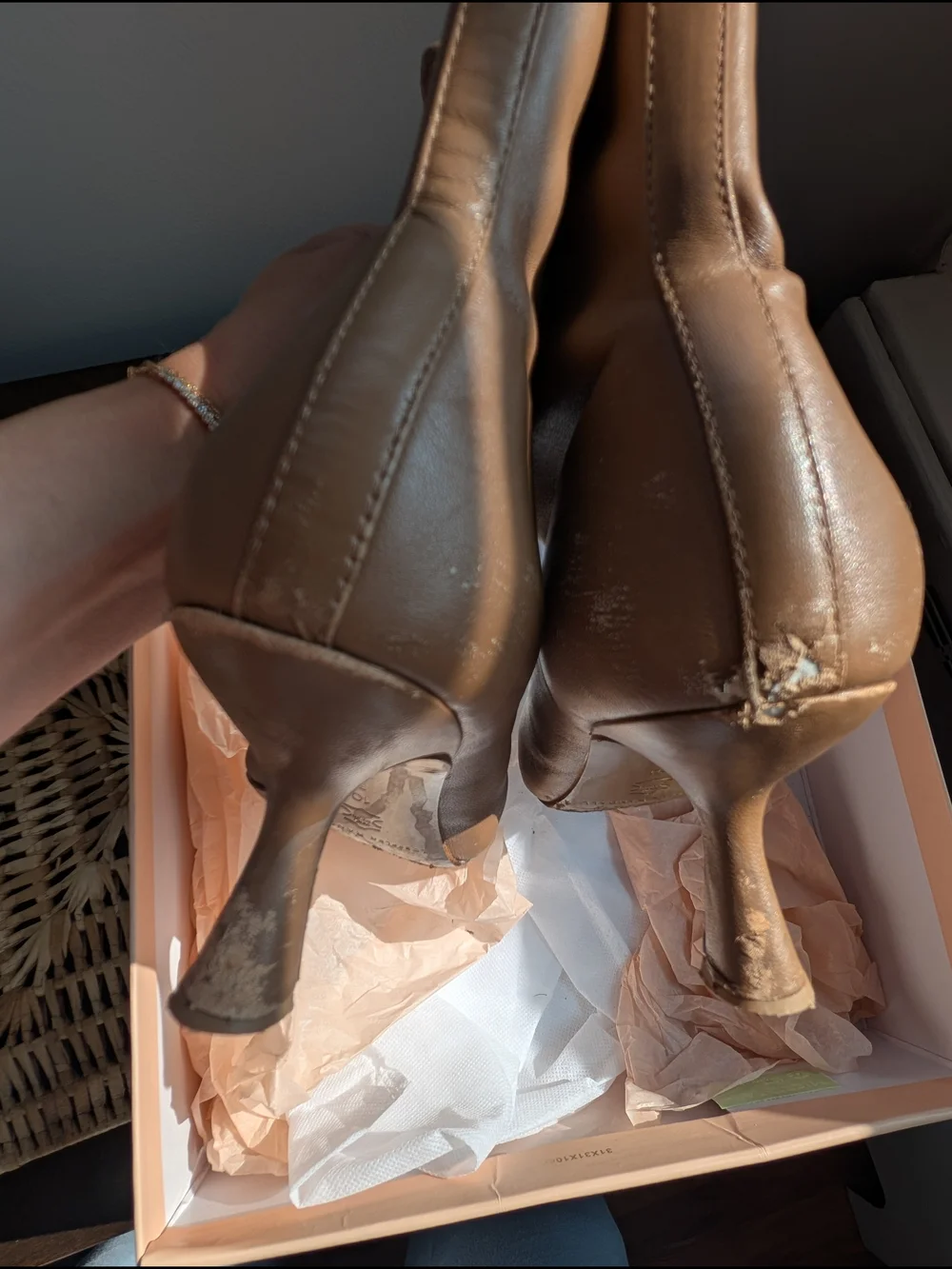 Loeffler Randall Tan Lambskin Kitten heel Boots